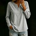 thumbnail image 6 of Levmjia Women's Solid Color V Neck Sweater Long Sleeve Button Detail Loose Fit Casual Knit Pullover Top for Fall Winter, 6 of 8