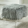 thumbnail image 2 of Raven I Contemporary Faux Fur Acrylic Ottoman, Gray, 2 of 4