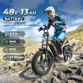 thumbnail image 4 of VARUN Electric Bike, Peak 750W Adult Mountain Ebike with 48V 624Wh Battery, up to 25MPH, Full Suspension, 20" Fat Tire Electric Motorcycle Bicycle with Signals Long Seat, 4 of 10