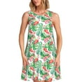 thumbnail image 1 of Balery Flamingo And Monstera Vestidos de verano para mujer con estampado: vestido holgado sin mangas, vestido playero informal y cómodo para días calurosos., 1 of 7