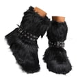 thumbnail image 3 of YLYL Women's Mid Calf Boots Furry Fluffy Warm Fur Lined Round Toe Y2K Fashion Outdoor Snow Boots, 3 of 9