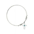 thumbnail image 2 of 8 1/2 inch Round Double Loop Bangle Bracelet w/ Loop Cross medal charm w/ December Blue Swarovski Crystal, 2 of 3