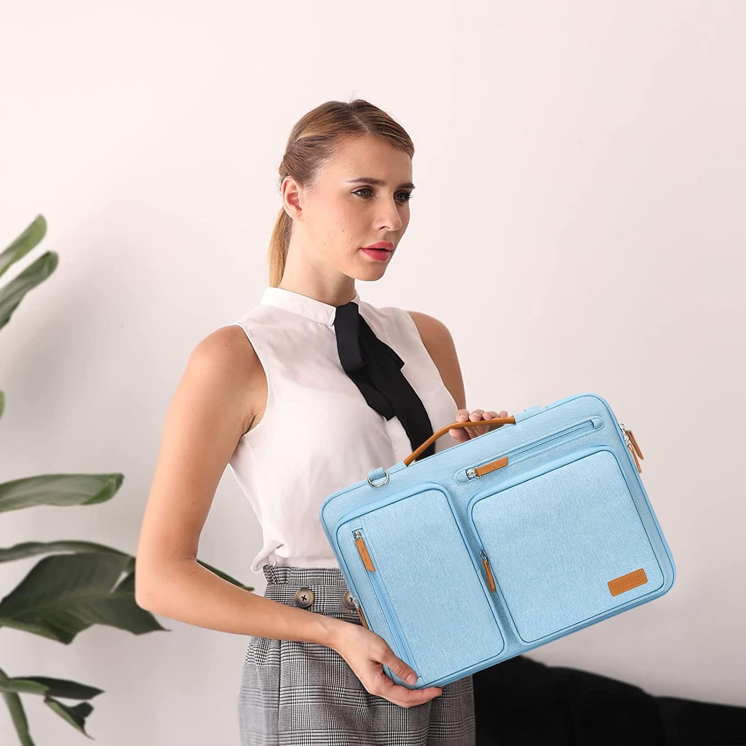 Mosiso 360 Protective Laptop Shoulder Bag 15 15.6 16 inch for MacBook Air Pro M1 M2 M3 M4 Lenovo Acer Asus Dell HP Computer Messenger HandBag For Men Women, Air Blue
