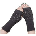 thumbnail image 2 of Dyfzdhu Women Girl Knitted Arm Fingerless Keep Warm Winter Gloves Soft Warm Mitten Dark Gray, 2 of 2