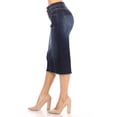 thumbnail image 3 of Be-Girl Women's Denim Pencil Skirt, Knee Length, Button Front Closure, Frayed Hem - SG-77873, 3 of 5
