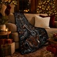 thumbnail image 3 of Motorcycle Eagle Metallic Scrollwork Design Black, Dramatic Artistic Scene, Warm Flannel Blanket for Home Library and Reading Nook, Art Lovers Housewarming Gift, Artistic Home Decor, 3 of 9