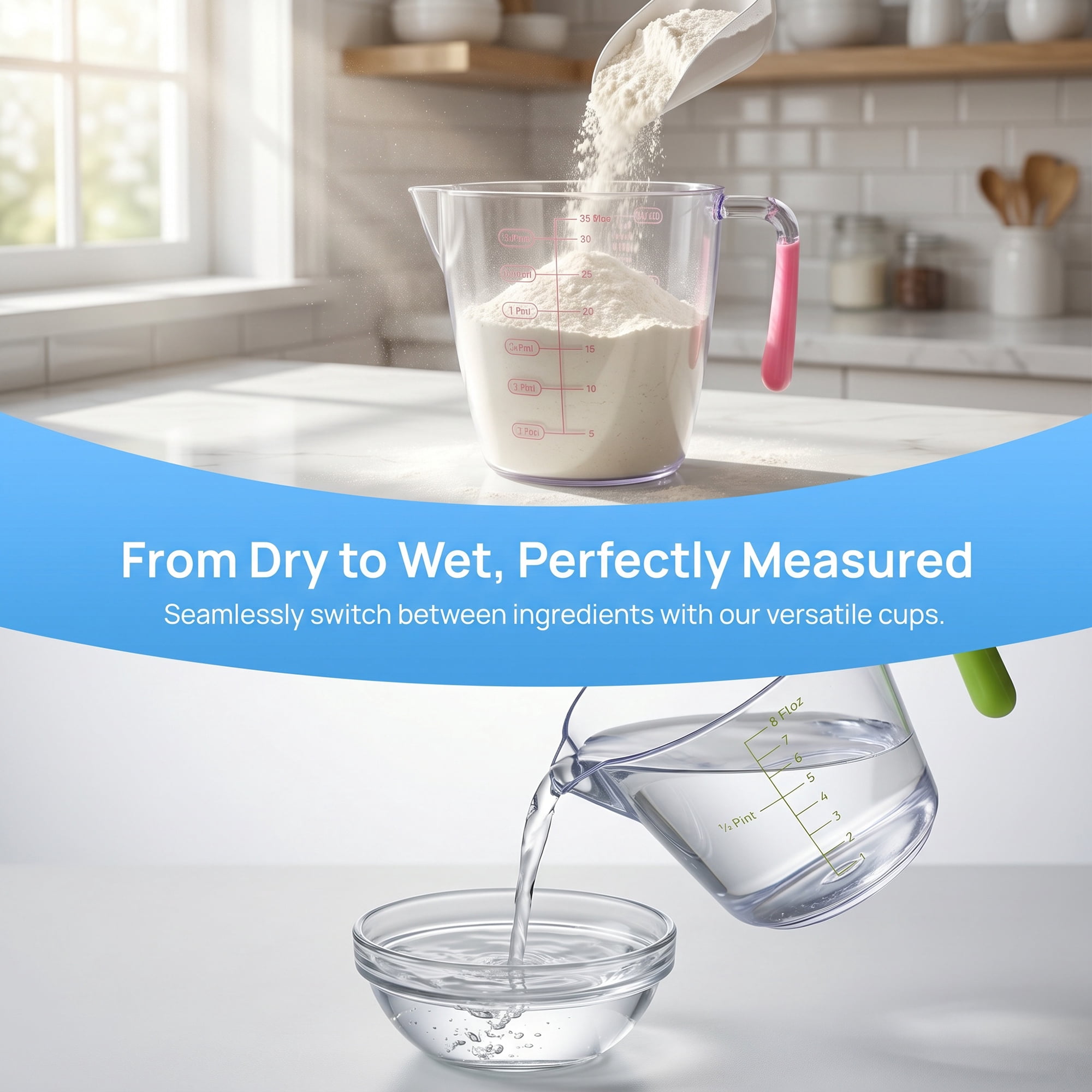 Unique Bargains Measuring Cup PS Material for Wet Ingredients Colorful 3Pcs