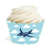 Blue Airplane And Clouds Birthday Party Collection, Cupcake Wrappers, 24-Pack