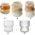 thumbnail image 4 of HUGFEGWE 4 Pcs Ribbed Glass Cups 10oz Ripple Drinking Glasses Set Vintage Wave Shape Iced Coffee Glasses Beverage Glasses for Cocktail Beverage Juice Milk CJB91-32370, 4 of 7