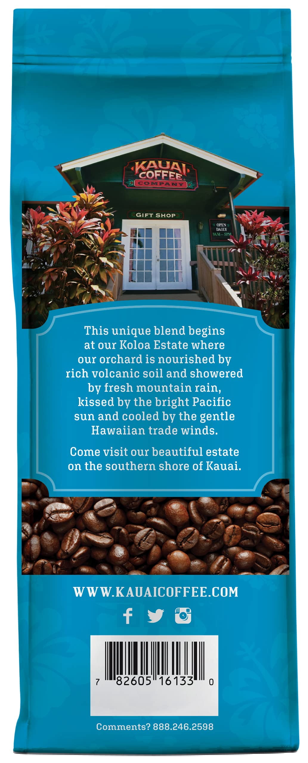 Kauai Coffee Whole Bean Smooth Non Bitter Pure Arabica 10oz 1 Pack