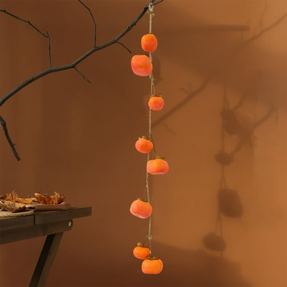 Artificial Persimmon Garland, Lifelike Fake Fruit String, Foam Material Lifelike, Flexible Hanging, Thanksgiving Kitchen Party Decor