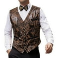 thumbnail image 2 of Miqool Mens Suit Vest Velvet Hot Stamped Waistcoat Formal Paisley Floral Dress Vest for Prom Party, 2 of 9