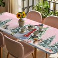 thumbnail image 3 of Pink Snowman Christmas Table Cloths for 8 Foot Rectangle Tables, Xmas Tree Snowflake Gifts Patio Waterproof Elastic Fitted Tablecloths, Washable Rectangular Table Cover for Camping, 3 of 8