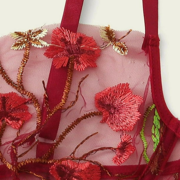 Mujeres Transparente Trajes De Baño Sujetadores Conjunto Floral Ropa Interior Lencería Bragaspangjing