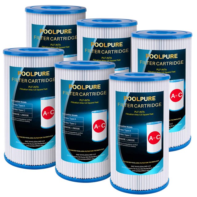 Filtro de Repuesto POOLPURE Tipo A o C para Piscinas Intex x6