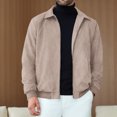 thumbnail image 5 of Faux Suede Zip Bomber Jacket Men Turn‑Down Collar Side Pockets Classic Casual Coat for Fall Winter Business Casual Daily Wear, 5 of 6
