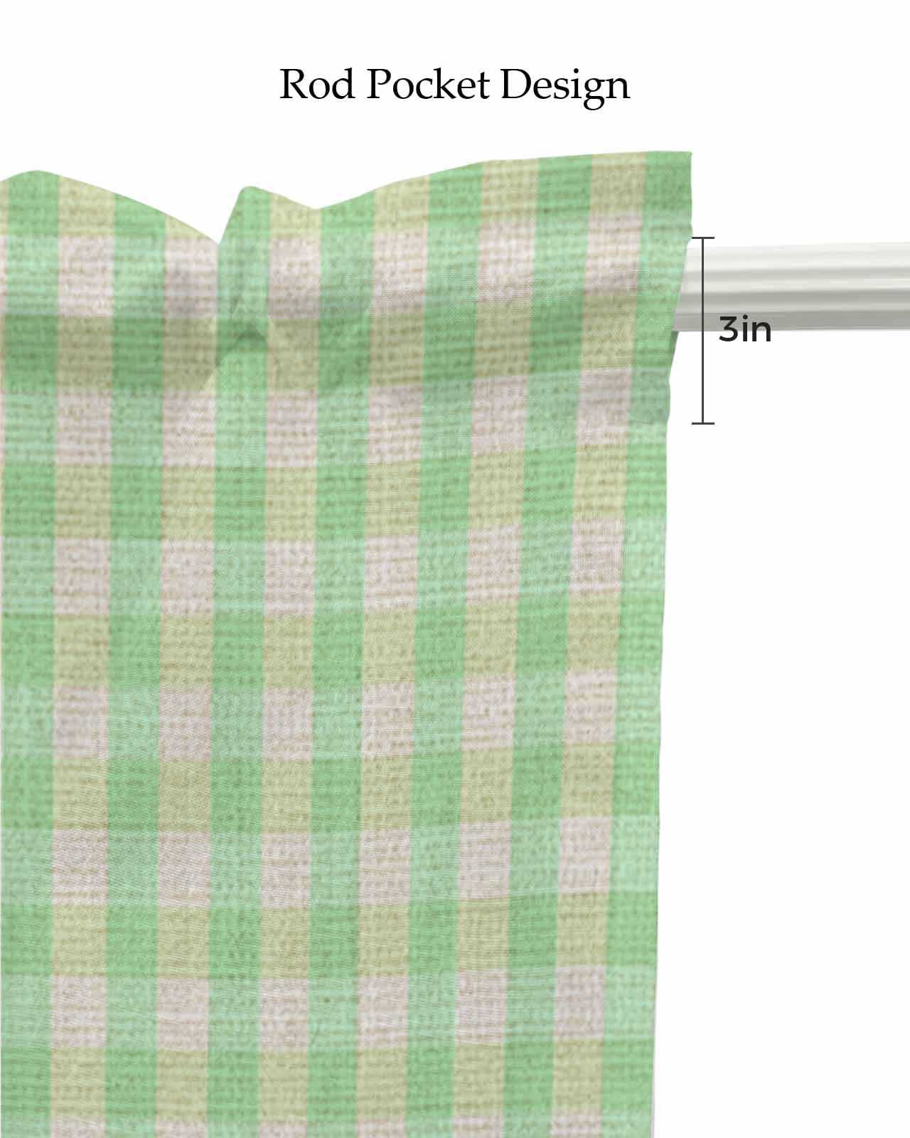 Sage Green Kitchen Valances for Windows Farmhouse Linen Window Valance Curtain for Living Room Window Treatment Grid Checkered Plaid Gingham Lattice Trellis Valance Rod Pocket Topper, 54 x 18 Inch