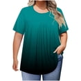 thumbnail image 1 of Plebaso Plus Size Tops for Women 2025 Crewneck Dressy T Shirts Short Sleeve Loose Gradient Color Blouses, 1 of 7