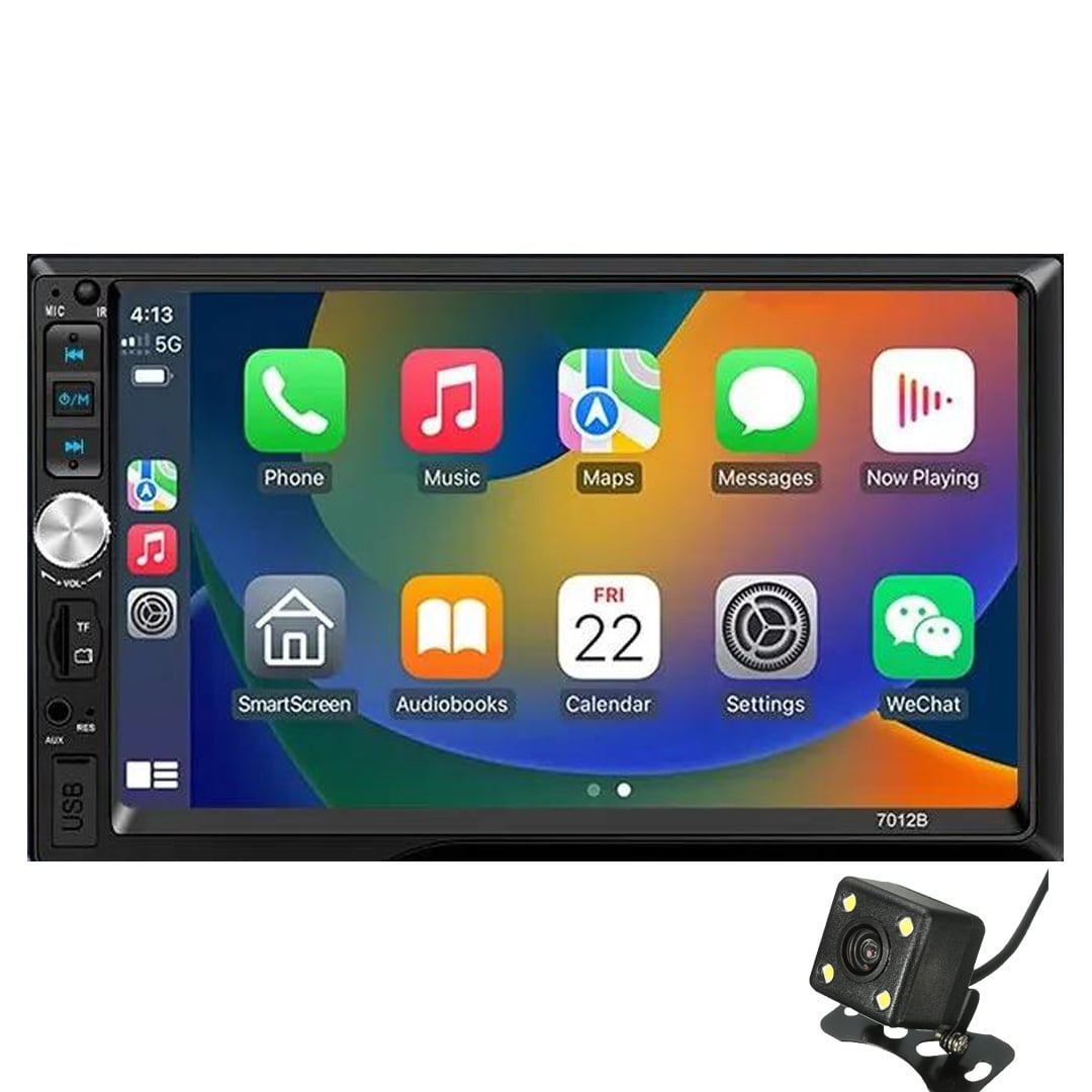 Polarlander Double Din Car Stereo 7 inch HD Touch Screen Car Audio Car Radio Player with Multimedia SD USB FM AUX MP5/4/3 Mirror Link Carplay Function Bluetooth Hands Free Calling