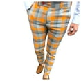 thumbnail image 2 of Pxiakgy jeans for men Men's Casual Plaid Print Party Suit Pants Stretch Feet Pants With Pockets Men Casual Pants Orange + L, 2 of 8
