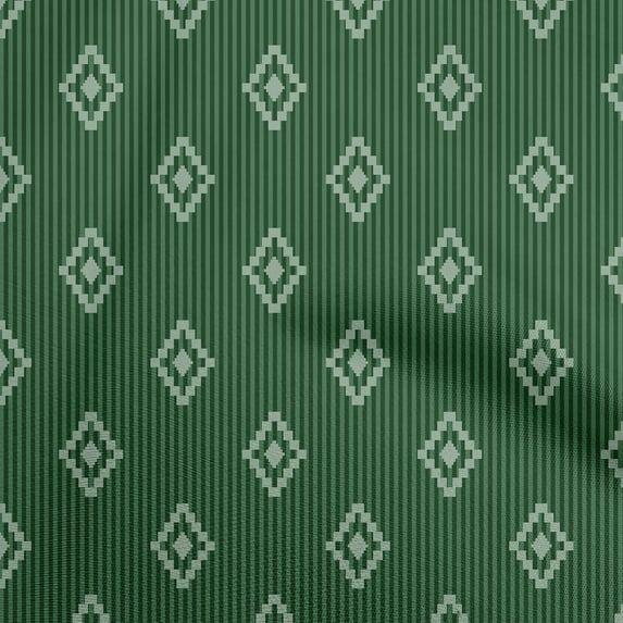 oneOone Rayon Green Fabric Geometric With Stripes Diy Clothing Quilting Fabric Print Fabric By Yard 56 Inch Wide