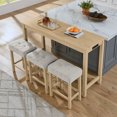 thumbnail image 2 of CQSXDA Modern 4 Piece Bar Table and Chair Set with Power Outlet Including 59 Inch Table and 3 Stools for Versatile Use, Light Oak, 2 of 15