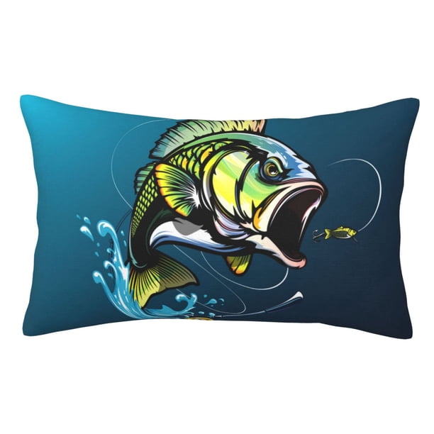 Balery Largemouth Bass Fish Funda de Cojín Estampada, Regalos para Mujeres, Regalos de Amor para Ella, Regalos para Novia o Esposa, Funda de Almohada-14"x20"