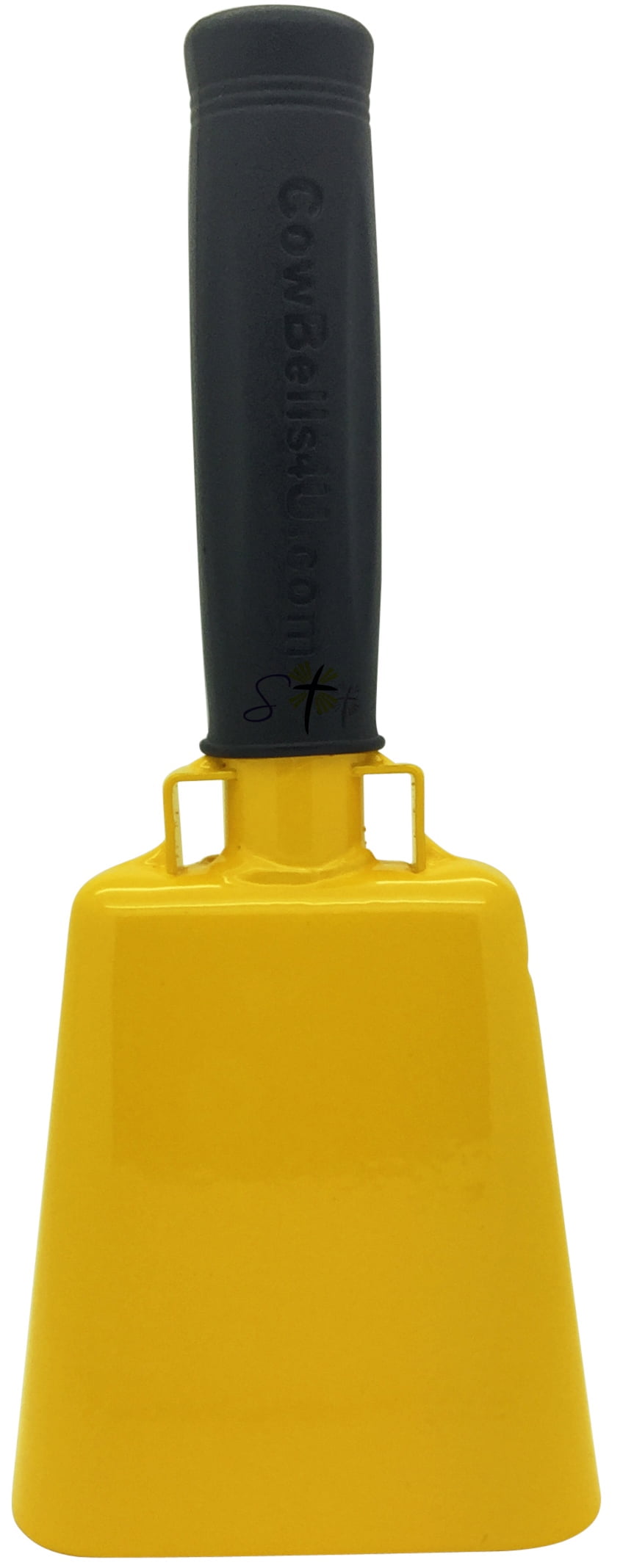 8.6 inch Golden Yellow Bell Black Handle Cowbell with Stick Grip Handle