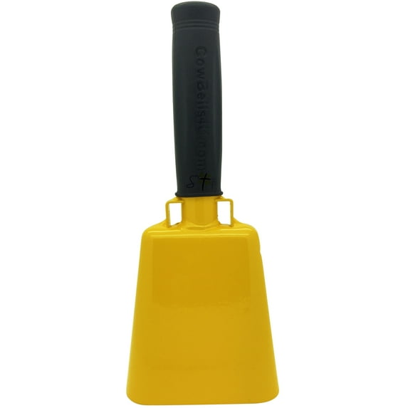 8.6 inch Golden Yellow Bell Black Handle Cowbell with Stick Grip Handle Used for Cheering at Sporting Events - Cow Bell by Stewart Tradingâ?¢