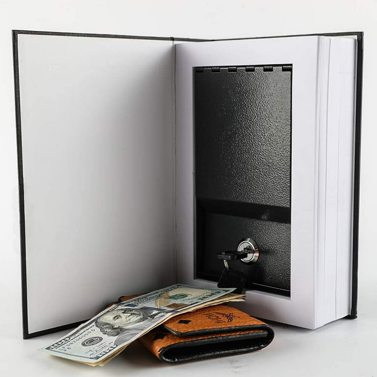 Pages Book Safe with Key Lock,Dictionary Diversion Secret Safe Box,Money  Hidden Lock Box,9.45 X 6.0 X 2 .2 Large Black