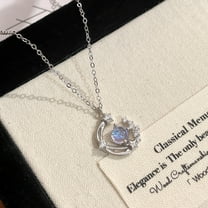 S925 Pure Silver Star Drop Necklace Fantasy Glazed Stone Clavicle