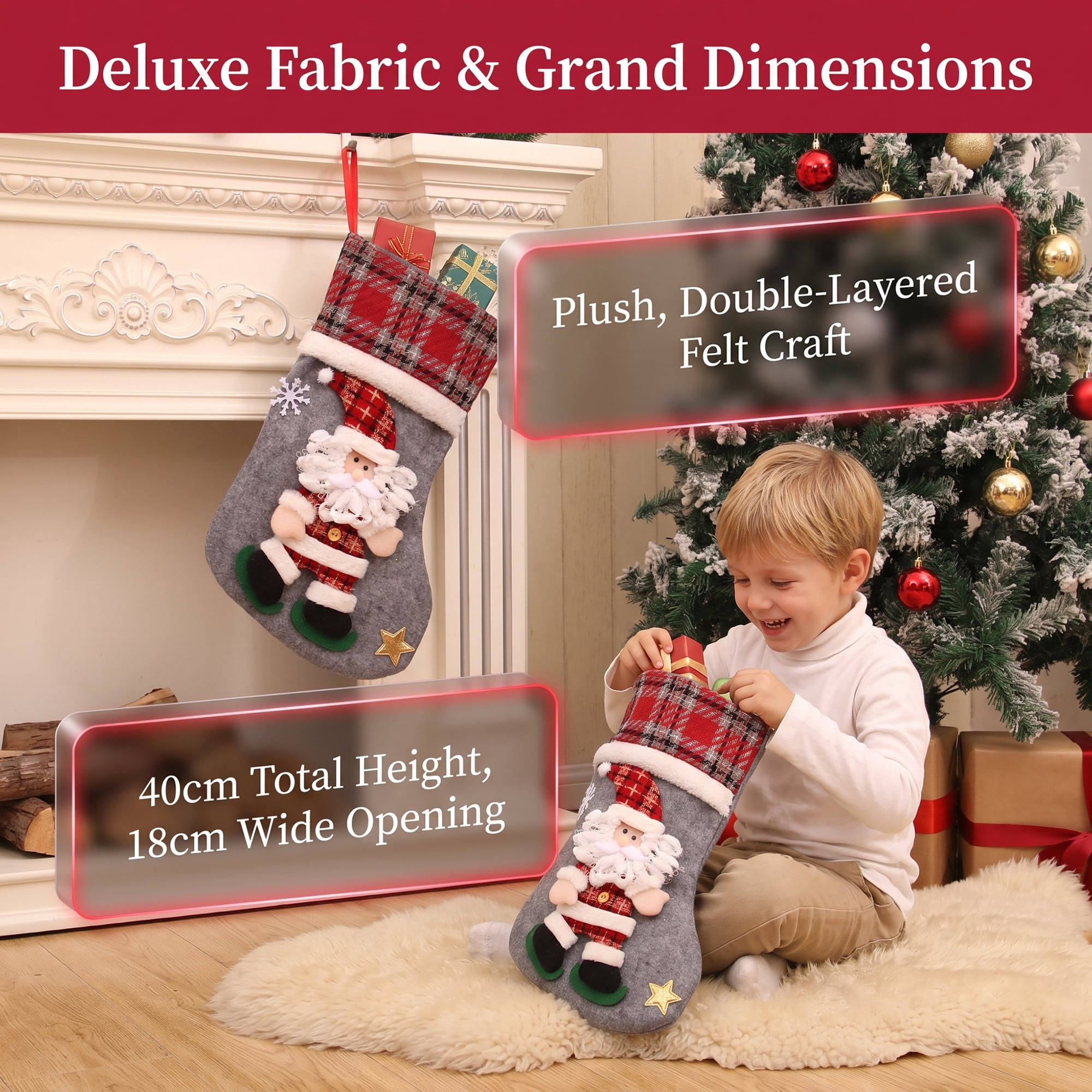 Unique Bargains Adorable Mascot Christmas Stockings Cozy Winter Living Accents Old Man 16"