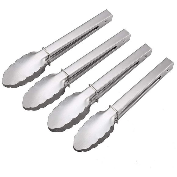 Dosmamz Paquete De 4 Pinzas Para Servir Alimentos De 9 Pulgadas, Pinzas De Cocina De Acero Inoxidable, Pinzas Resistentes Para Asar A La Parrilla, Utensilios Para Ensalada Y Buffet