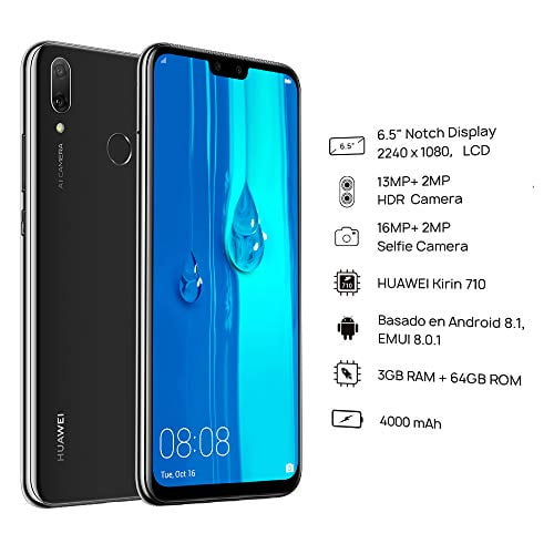 Huawei Y9 2019 JKM LX3 6.5 64GB 3GB RAM Dual SIM Unlocked Midnight Black Walmart