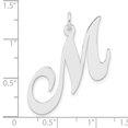 thumbnail image 2 of Large 925 Sterling Silver Rhodium Plated Fancy Script Letter M Initial Charm 34.92x25.29mm Wide 0.43mm Thick Pendant Nec, 2 of 2