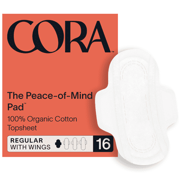 Cora Organic Cotton Topsheet Pads, Unscented, Regular Absorbency (16 Count)