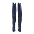 thumbnail image 4 of FSJ Women Sexy Chunky Thigh High Heel Back Lace Up Over The Knee Boots Almond Closed Toe Side Zipper Boots Wide Calf Dress Shoes Size 8 Blue, 4 of 4