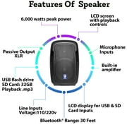 Technical Pro 10 Inch Bluetooth Speaker 1500W Active Loudspeaker Remote USB SD