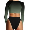 thumbnail image 3 of Two Piece Bathing Suits for Women,Long Sleeve Gradient Crewneck Tankini Top and Cheeky Swimwear Bottom, 3 of 3