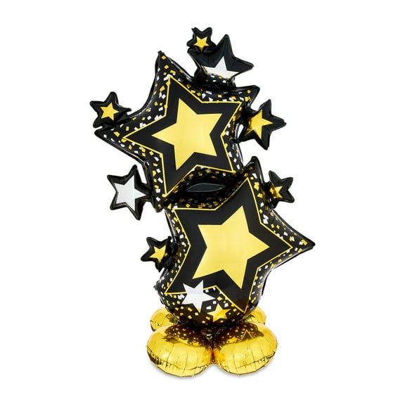 29" Black/Gold Air-Filled Stars Balloon, by Way To Celebrate