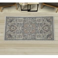 thumbnail image 1 of Vintage Decorative Rug, Weathered Look Abstract Square Details Retro Ethnic Themed Ornament, Quality Carpet for Bedroom Dorm and Living Room, 6 Sizes, Dark Blue Beige and Tan, by Ambesonne, 1 of 1