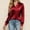 1-Red, variant on Antqov Satin Tops for Women, Solid Color Elegant V Neck Long Sleeve Button Pleated Blouse, Office Work Bussiness Dressy Shirts Street Fashion Casual Tops
