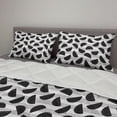 thumbnail image 2 of Monochrome Comforter & Sham Bedding Set, Abstract Ripe Watermelon Slices and Strips with Dots Illustration, 3 pcs Duvet Set Microfiber Filling Quilt, 5 Sizes, Charcoal Grey and White, by Ambesonne, 2 of 4