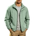 thumbnail image 3 of Men's Casual Solid Color Long Sleeve Jacket Stand Collar Outdoor Sporty Fashion Coat Breathable Travel Golf Hiking Fishing Tops Lightweight Modern Essential Gift for Him | JASKFLY,Gray XS, 3 of 9