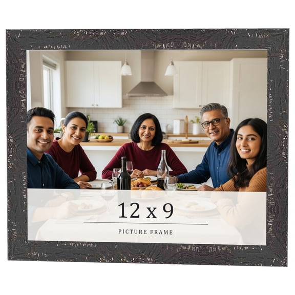12x9 Frame Black Solid Wood Picture Frame Width 1.125 Inches | Interior Frame Depth 0.5 Inches |