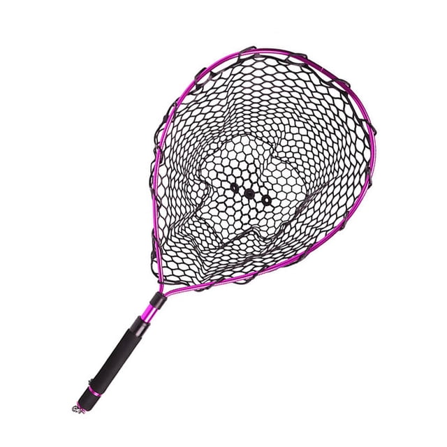 jinwen Fishing Landing Net Extendable EVA Handle Fishing Net for Bass Prawns Salmon Rose Pink