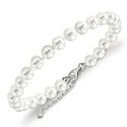 thumbnail image 3 of Majestik  Sterling Silver Rhodium-plated 7-8mm Imitation Shell Pearl and CZ 8.5 inch Anklet with 2 inch Extender, 3 of 4