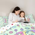 thumbnail image 5 of Manfei 3D Cartoon Unicorn Print 7pcs Queen Bedding,Colorful Monogrammed E Bedding Comforter Set Queen,Light Green Multicolor,Polkadot Reversible, 5 of 8