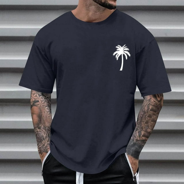 Tops para hombre, blusas y camisas de cuello redondo y manga corta para hombre, blusas casuales de cuello redondo con estampado de moda para hombre, blusas de cuello redondo y manga corta para hombre.