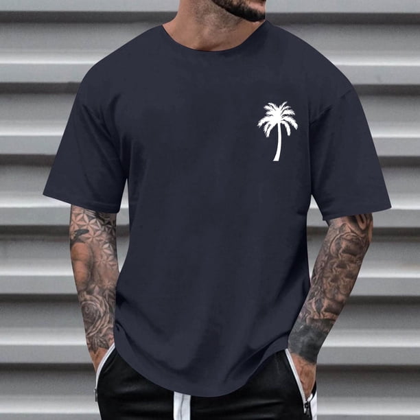 Tops para hombre, blusas y camisas de cuello redondo y manga corta para hombre, blusas casuales de cuello redondo con estampado de moda para hombre, blusas de cuello redondo y manga corta para hombre.